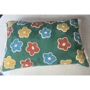 World Market Pillow 19” X 12” Zip Off Cover- Flowers Multicolor Bright Accent